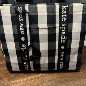 Kate Spade Gingham Large Canvas Tote